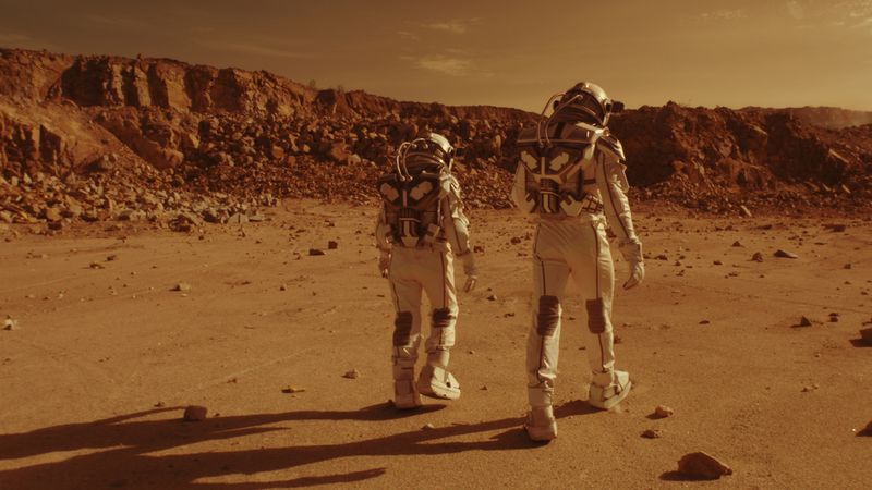 Astronauts walking on Mars