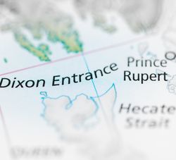 close-up photograph of a map showing the Dixon Entrance