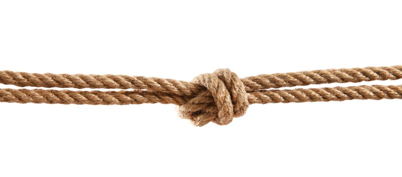 A picture of a knot on a double hemp rope