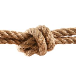 A picture of a knot on a double hemp rope
