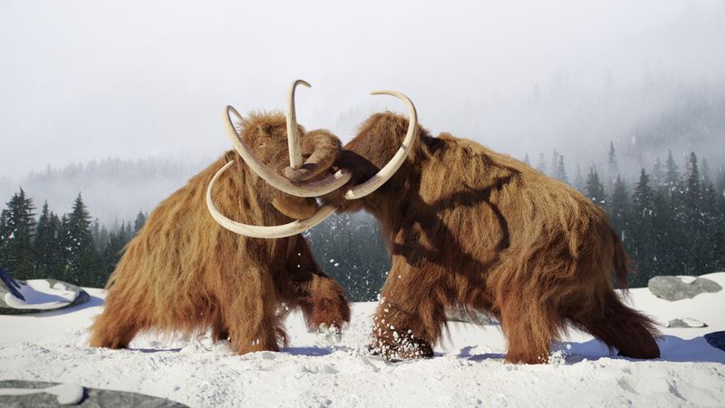 mammoths fighting 