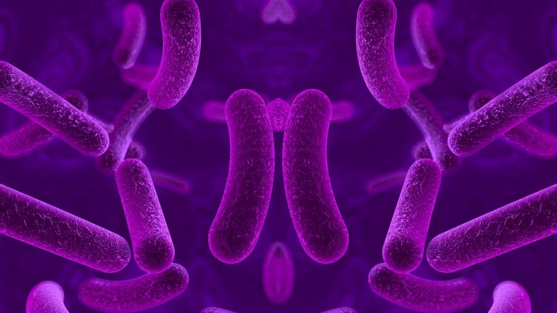 Bacteria on colorful background, 3D illustration
