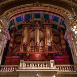 A pipe organ in Glasgow, Scotland.