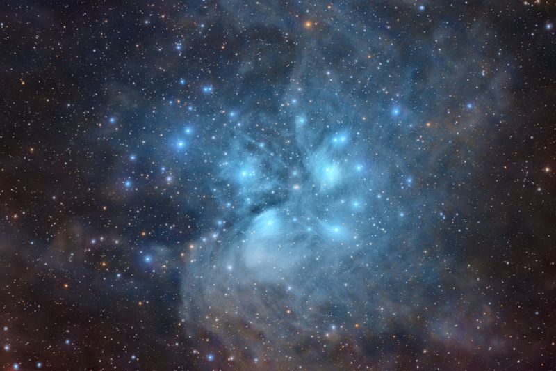 photograph of the pleiades star cluster
