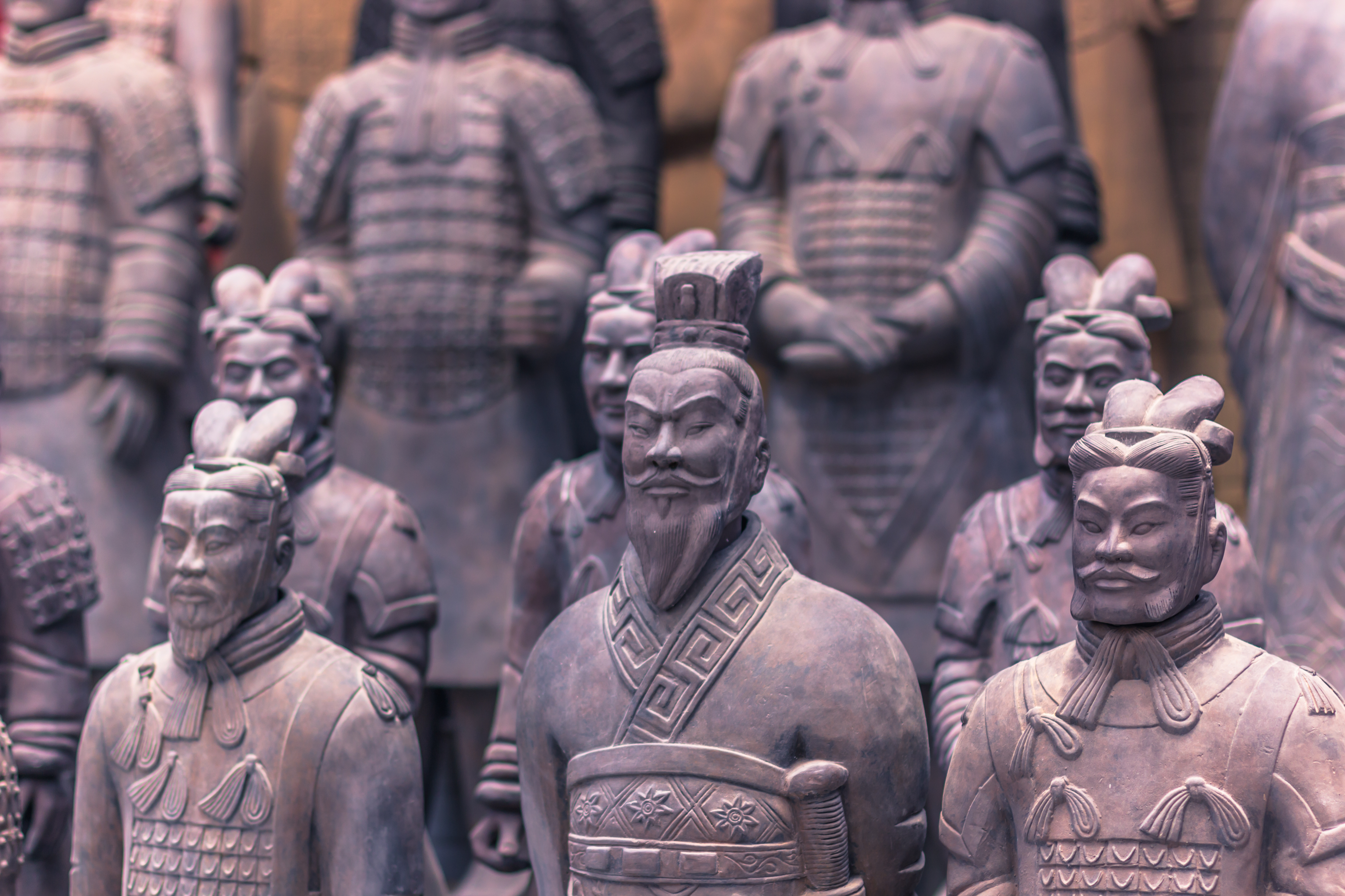 Close up of Terracotta Warriors showing their uniqueness. Close up of Terracotta Warriors showing their uniqueness.