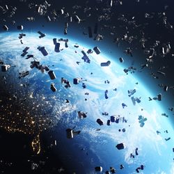 Space junk around the earth. 