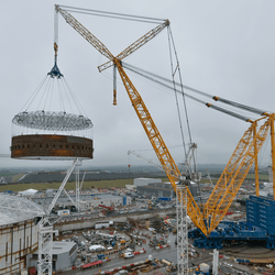 Big Carl lifted a (very heavy) steel liner ring onto a reactor at Hinkley Point C nuclear power station in the UK. 