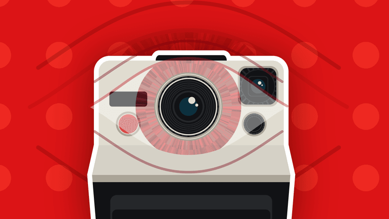 illustration of a camera, the lens has an iris around it