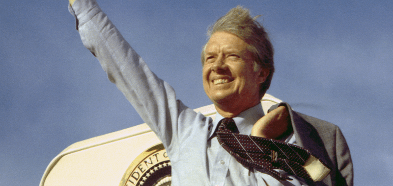The blue sky behind former President Jimmy Carter could have been lethal were it not for the work he did to start getting rid of Chlorofluorcarbons.