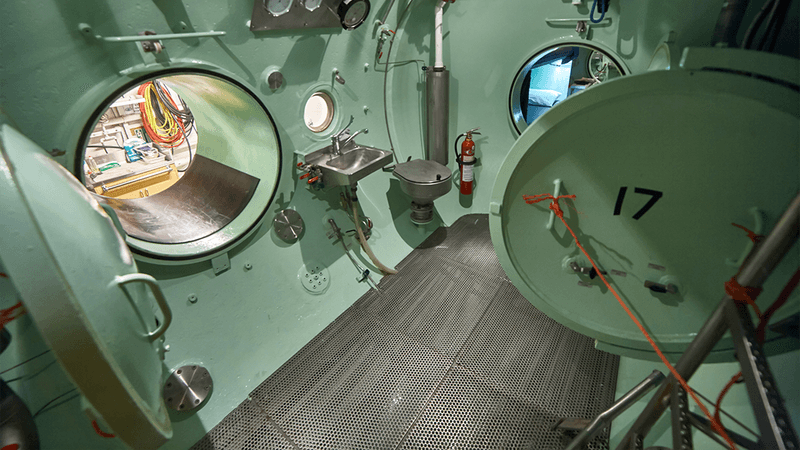 The inside of a decompression chamber.