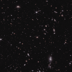 Its a picture of the sky filled with little dots of light, each a distant galaxies. Every location is filled with them.