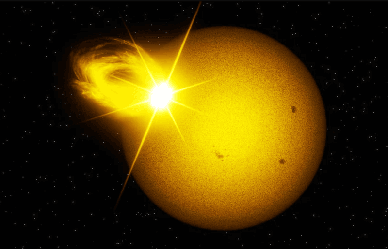 Artist’s impression of a superflaring sun-like star as seen in visible light.  