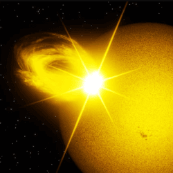 Artist’s impression of a superflaring sun-like star as seen in visible light.  