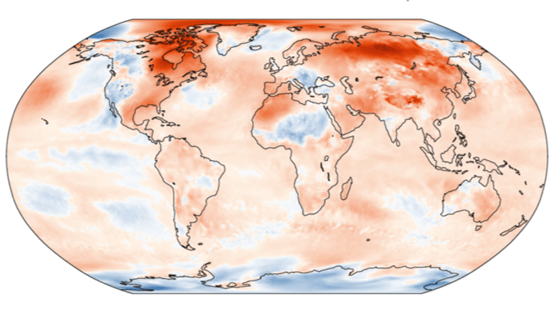 Most of the land and seas saw higher temperatures but there are some exception. The Balkans, Sub-Saharan Africa, Western Canada and United Stated mostly saw lower than average temperatures. So did Antarctica despite the plunging sea ice value. Considering notoriously cold areas, the Alps and the Himalayas were hotter than average