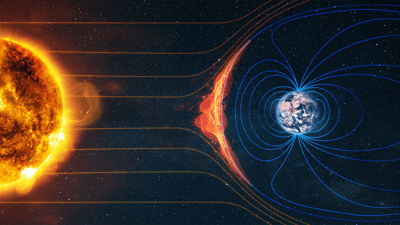 Diagram showing the magnetic fields around Earth.