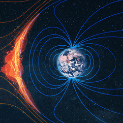 Diagram showing the magnetic fields around Earth.