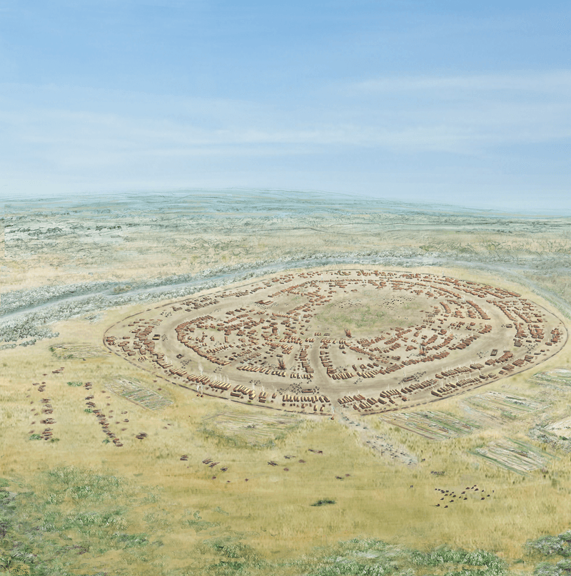 Reconstruction of the main occupation phase of the Cucuteni-Trypillia mega-site at Maidanets'ke ca. 3800 BC by Susanne Beyer (Graphic department of Inisitute for Pre- and Protohistory CAU Kiel)