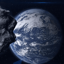 An asteroid near Earth (illustration).