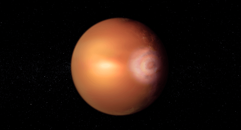Artist's impression of the suspected glory on the eastern edge of WASP-76b's day side