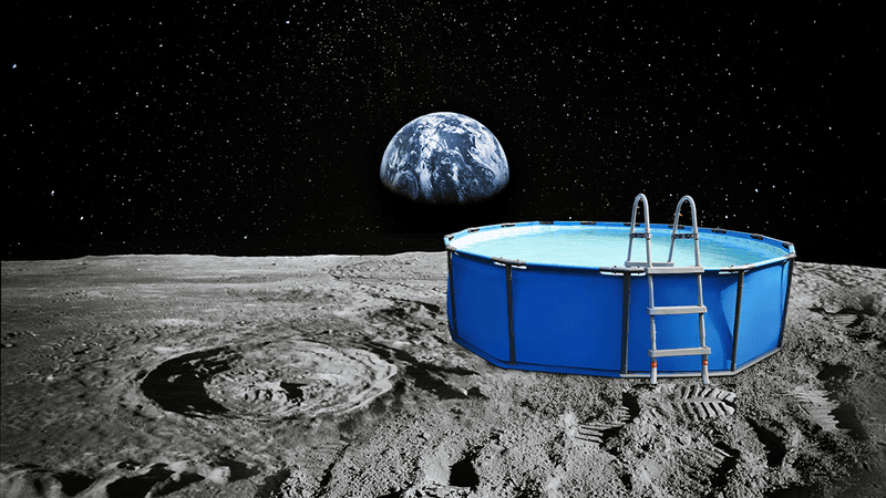 A swimming pool on the Moon (illustration)