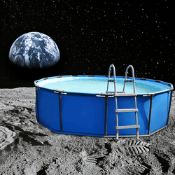 A swimming pool on the Moon (illustration)
