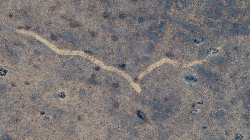 An unusual "scar" pattern in the Australian outback captured on Google Earth.