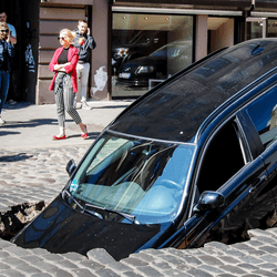 a car has fallen into a sinkhole, where does it go?